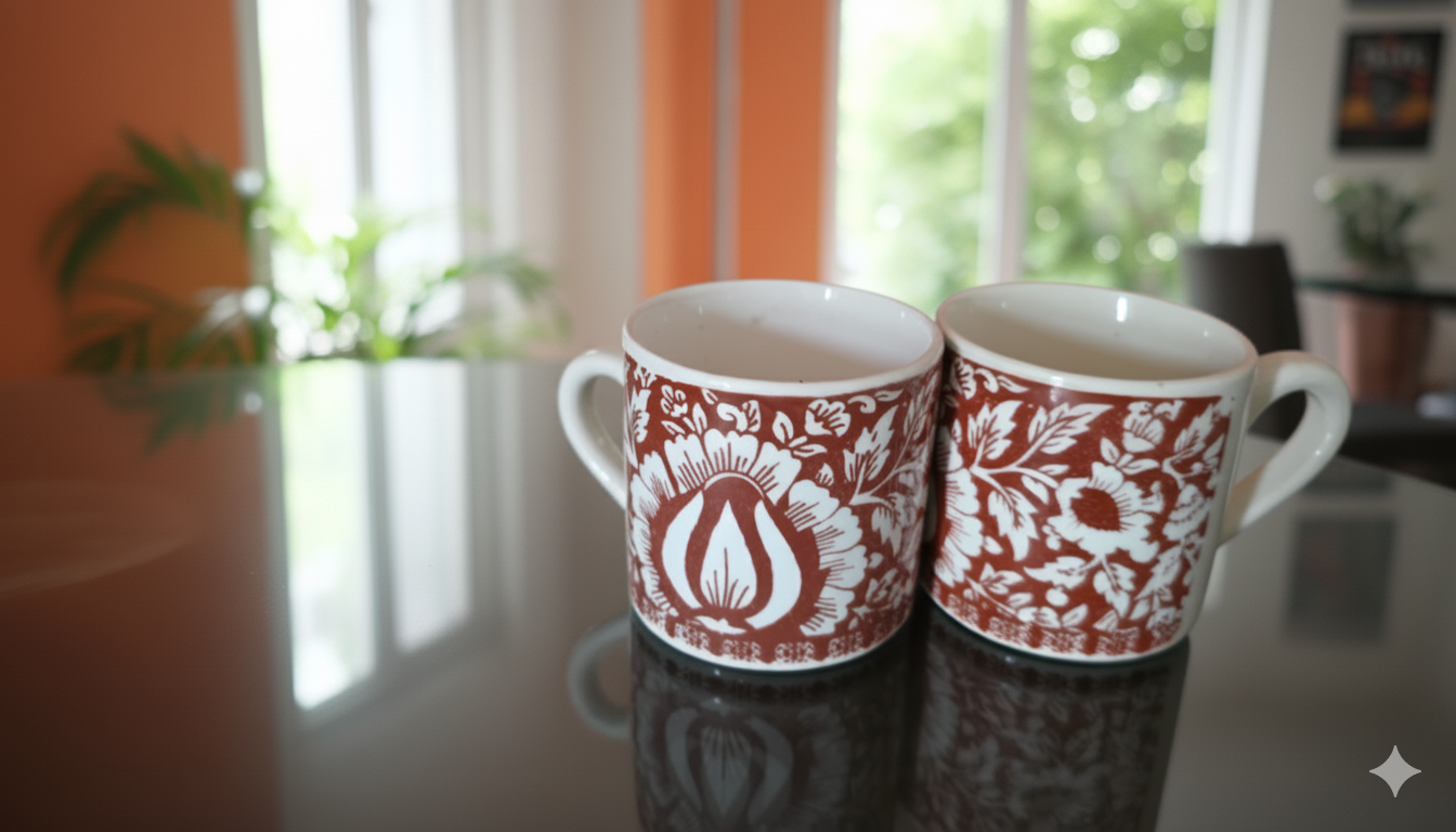 Red Floral Cup-Set of 2